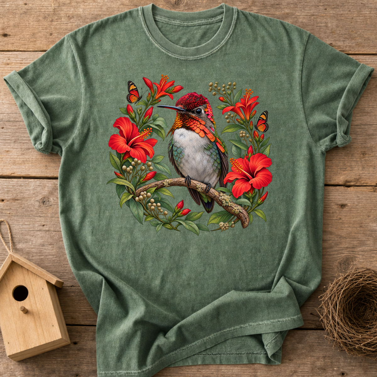 Bee Hummingbird Blooms T-Shirt