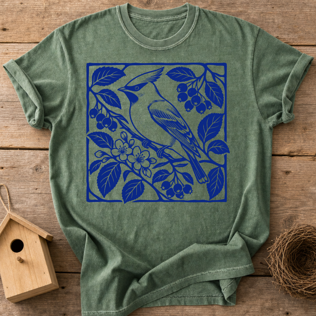 Cedar Waxwing Botanical T-Shirt
