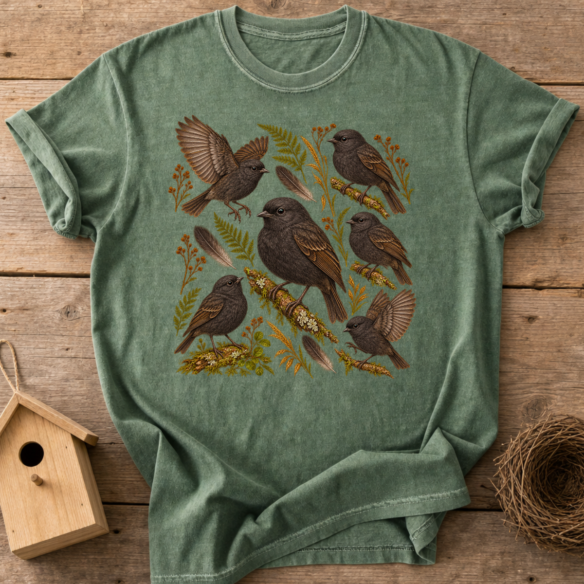 Black Robin Flock T-Shirt