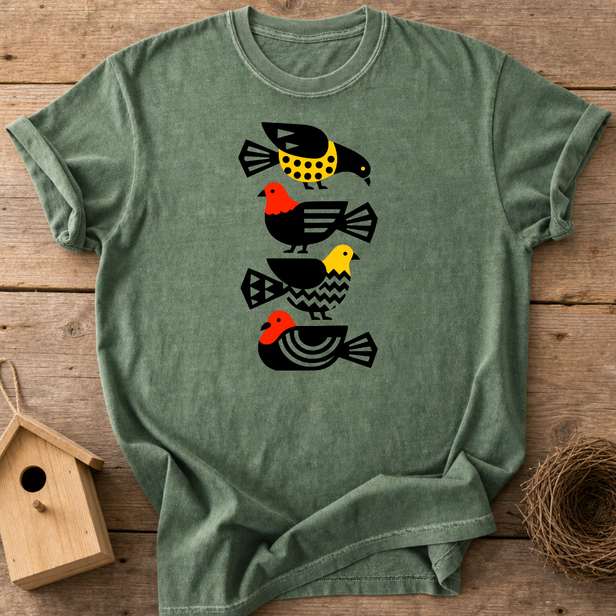 Folk Art Pigeons T-Shirt